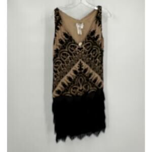Max Studio Specialty Products Womens Flapper Dress Size M Silk Blend Fringe‎